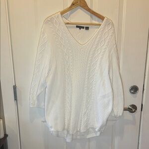 JEANNE PIERRE Ivory V-Neck Sweater